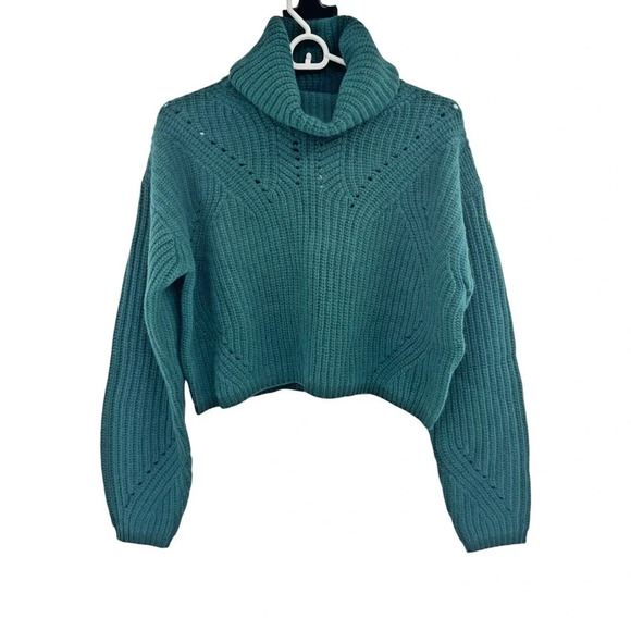 Thakoon Womens Pointelle Turtleneck Sweater Merino Wool Dark Green Size XS NWT - Picture 2 of 8